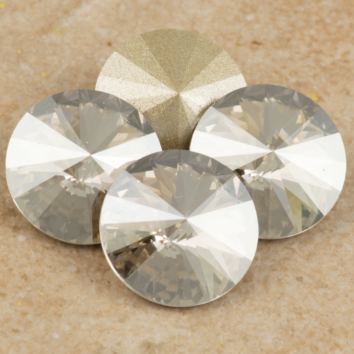 Four TRUE CRYSTAL 14mm Rivoli Crystal Silver Shade (001 SSHA)