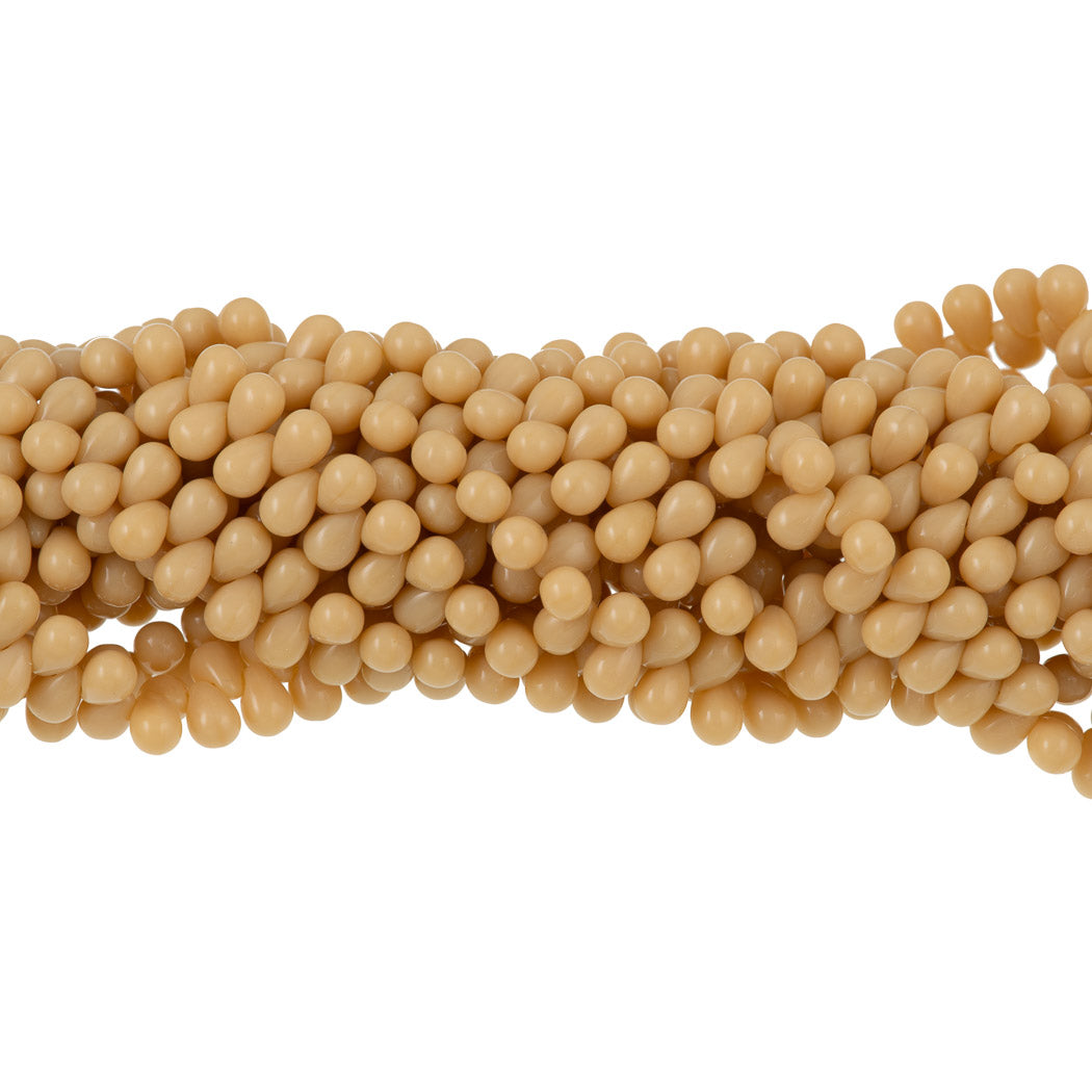 90 Czech 6x4mm Tear Drop Opaque Light Beige Beads (13010)