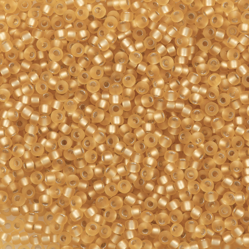 Miyuki Round Seed Bead 8/0 Matte Silver Lined Gold 22g Tube (3F)