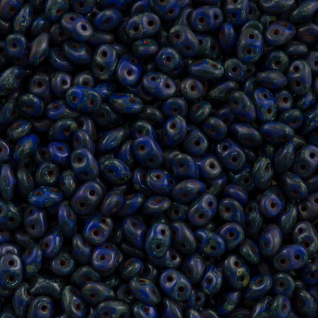 Super Duo 2x5mm Two Hole Beads Blue Travertin 22g Tube (33050TV)