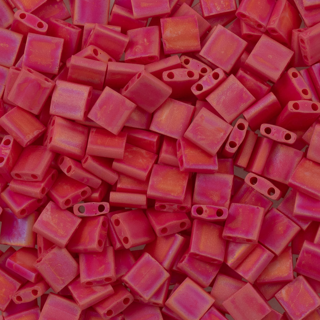Miyuki Tila Seed Bead Opaque Matte Dark Red AB (408FR)
