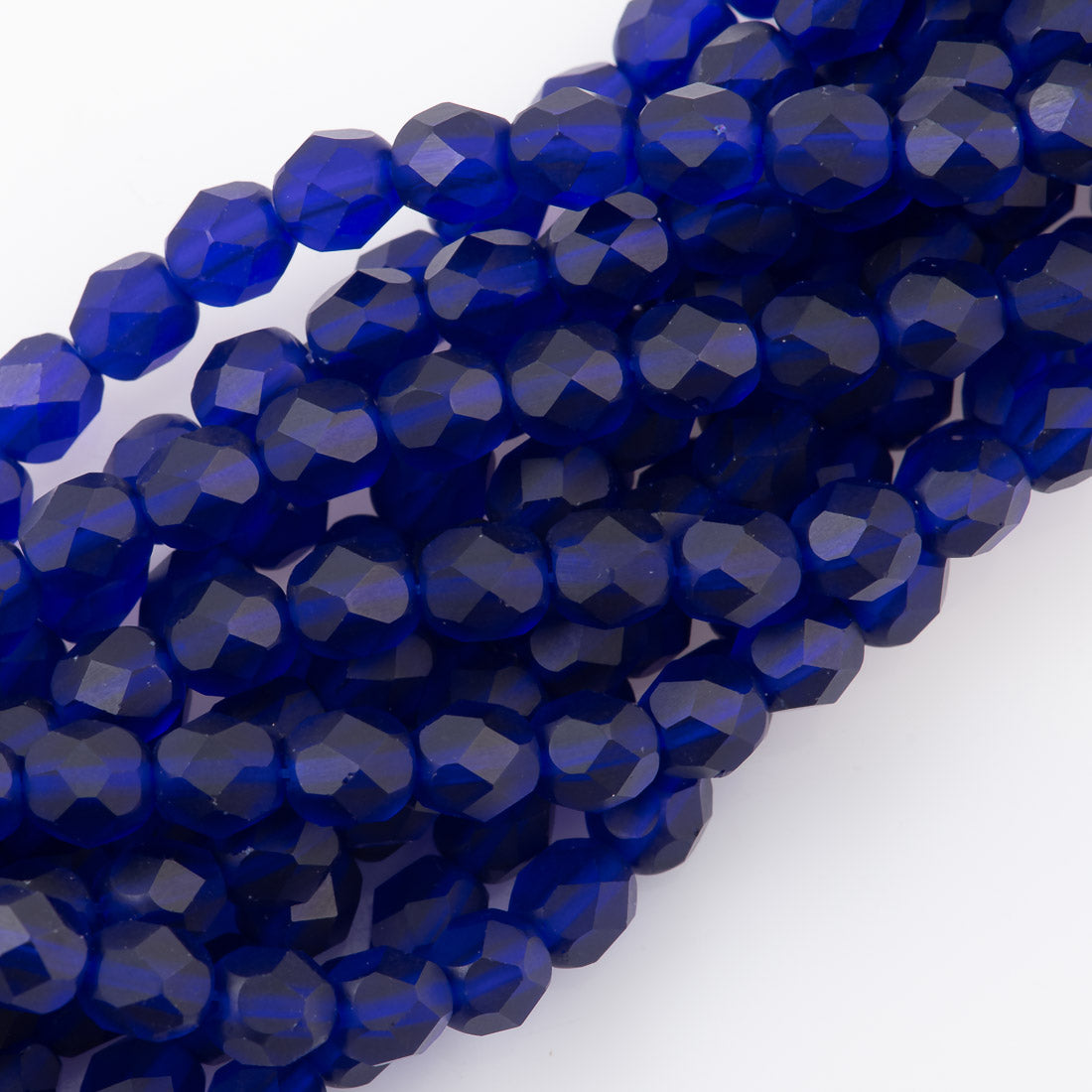 50 Czech Fire Polished 6mm Round Bead Matte Cobalt (30090M)