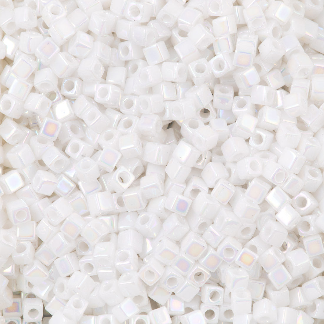 Miyuki 1.8mm Cube Seed Bead Opaque White AB (471)