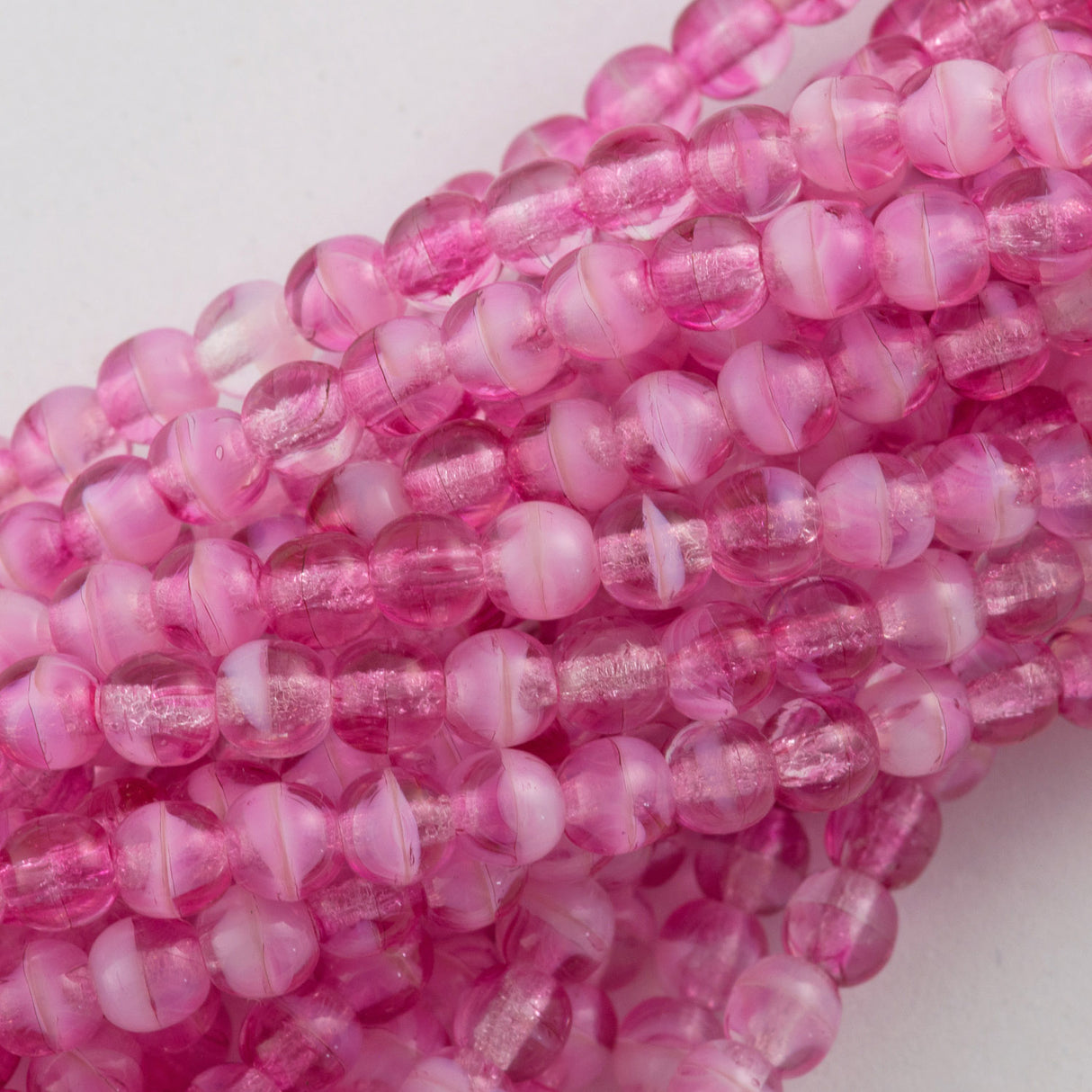 50 Czech Fire Polished 6mm Round Bead Crystal Pink (75014)