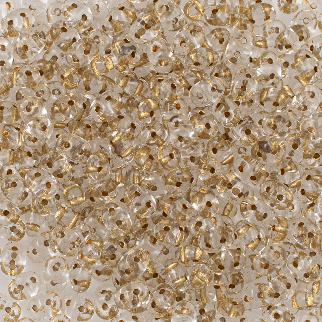 Super Duo 2x5mm Two Hole Beads Crystal Bronze Lined 22g Tube (00030GL)