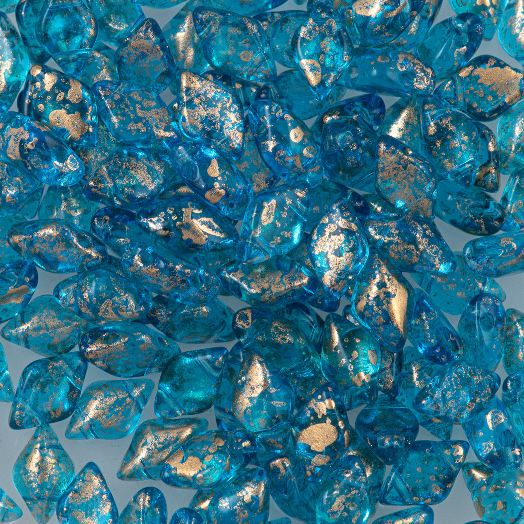 Gemduo Bead 8x5mm Gold Splash Aqua 2-Inch Tube (60020GSP)