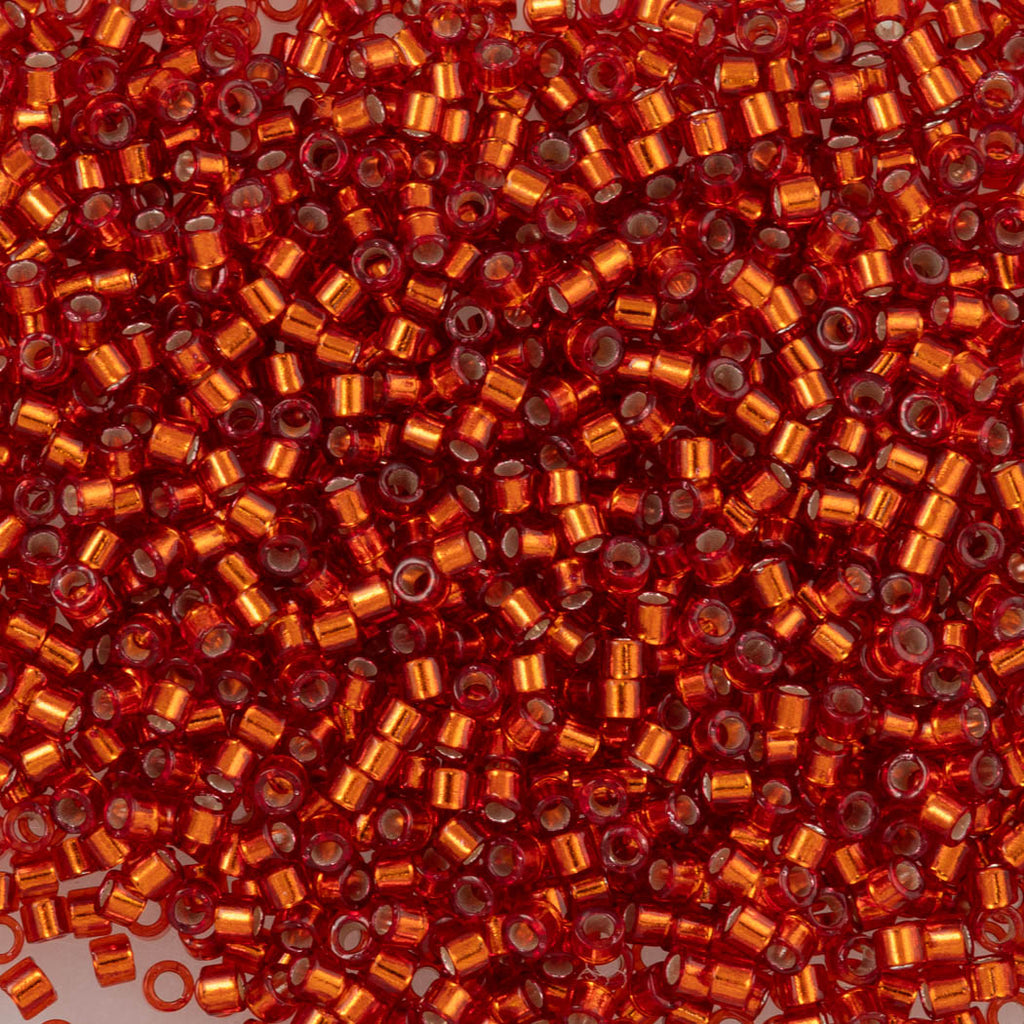 Miyuki Delica Seed Bead 11/0 Silver Lined Dyed Orange\Red DB601