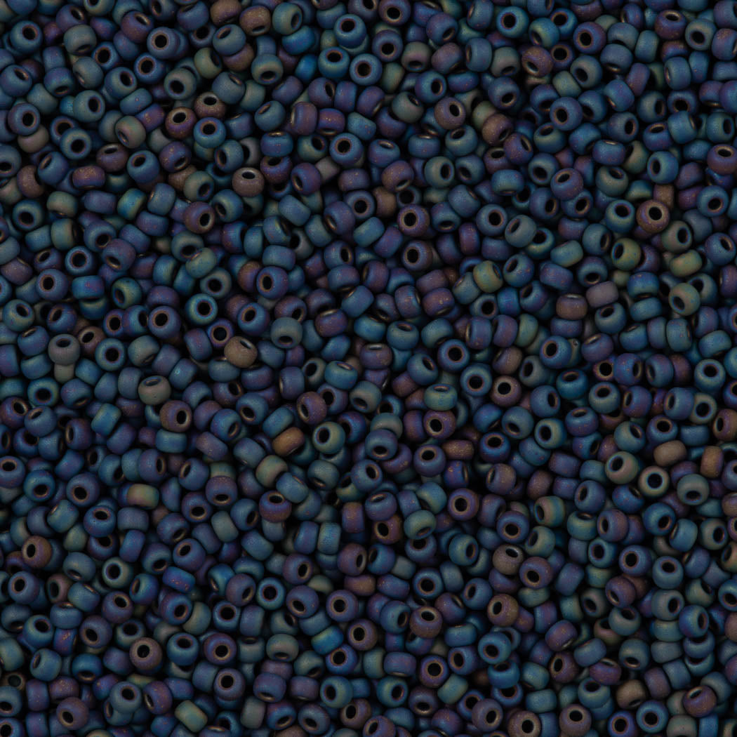 50g Miyuki Round Seed Bead 11/0 Opaque Matte Black AB (401FR)