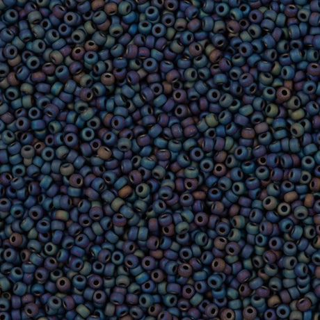 50g Miyuki Round Seed Bead 11/0 Opaque Matte Black AB (401FR)