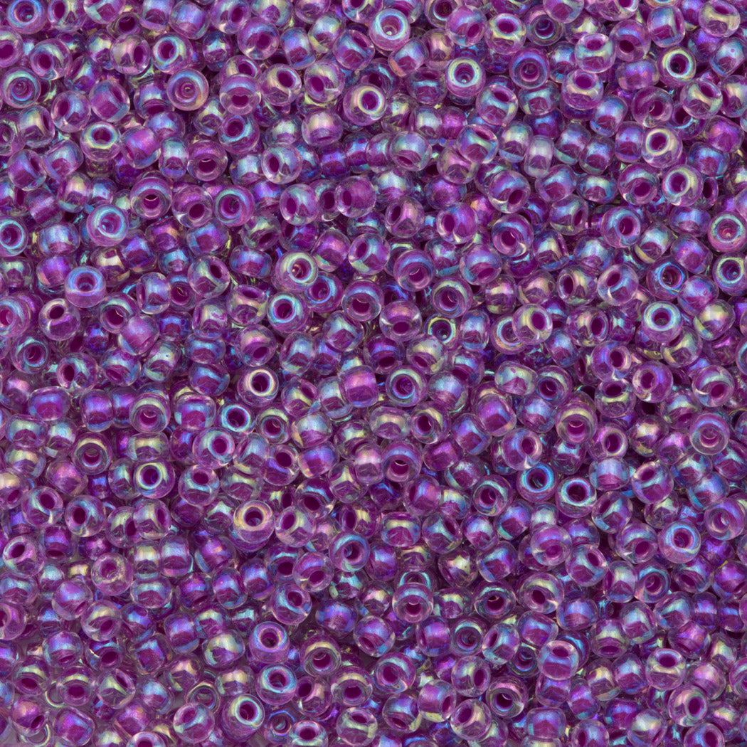 Miyuki Round Seed Bead 6/0 Inside Color Lined Raspberry AB (264)
