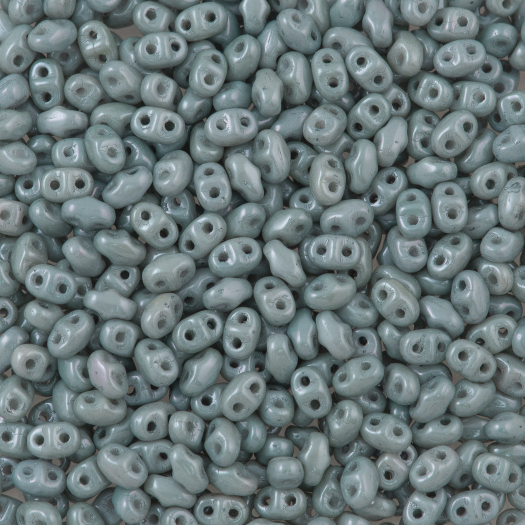 MiniDuo 2x4mm Two Hole Beads Opaque Fern Green Luster (14459P)