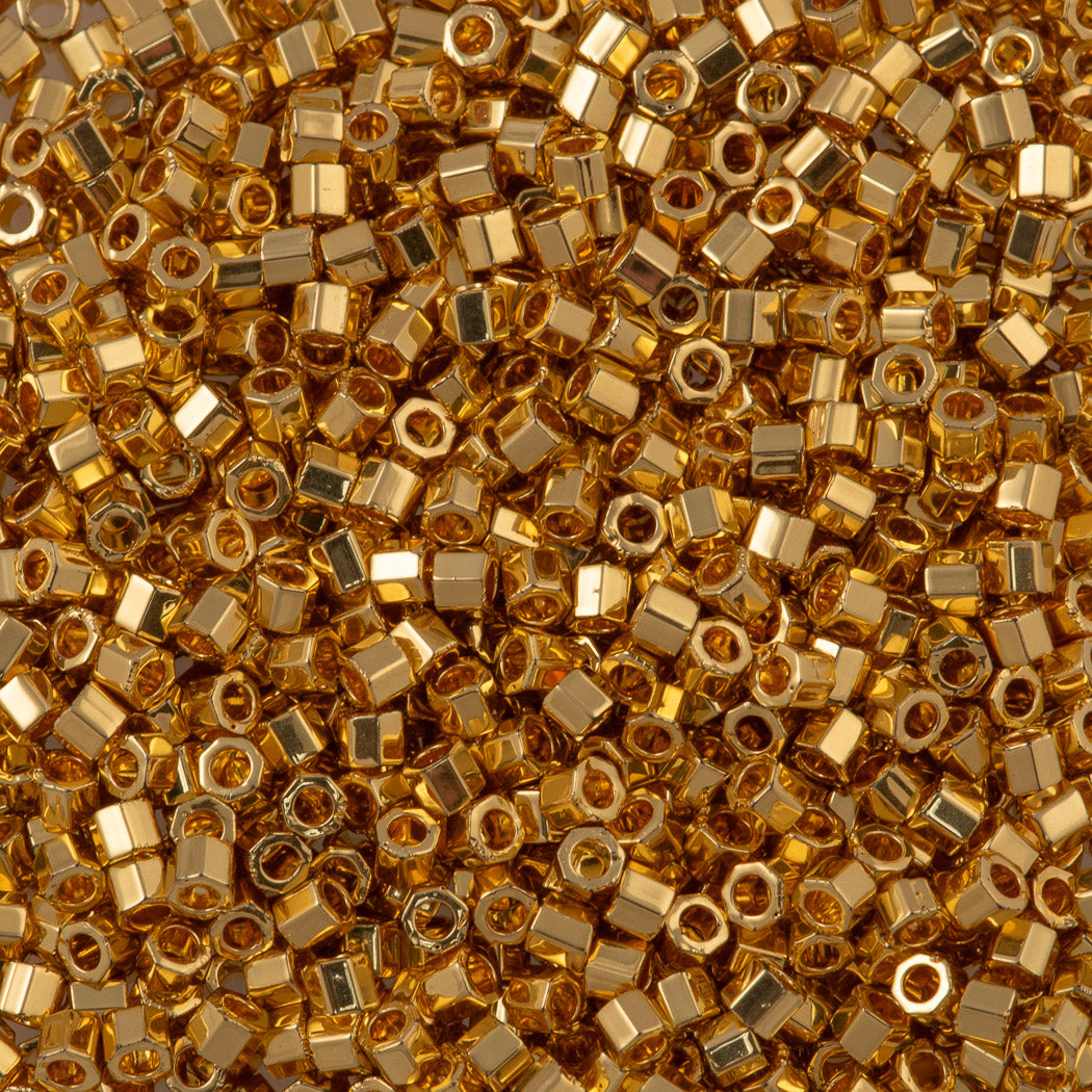 Miyuki Hex Cut Delica Seed Bead 10/0 24kt Gold Plated 5 grams DBMC31