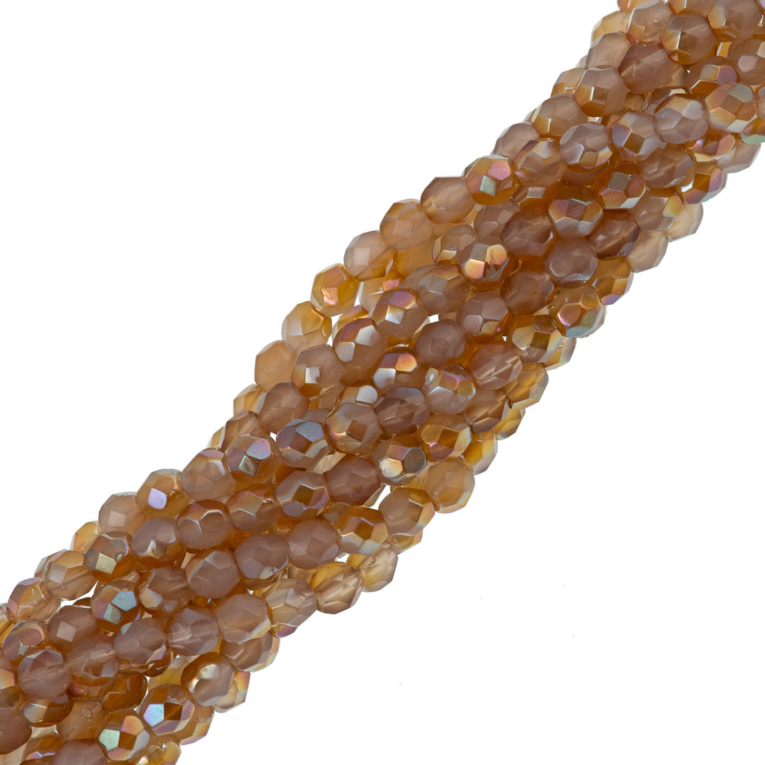 100 Czech Fire Polished 4mm Round Bead Milky Amethyst Celsian (21010Z)