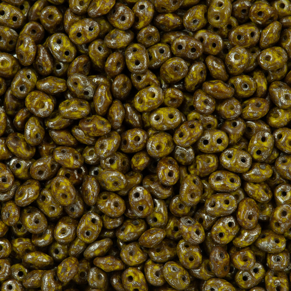 Super Duo 2x5mm Two Hole Beads Yellow Picasso (83120T)