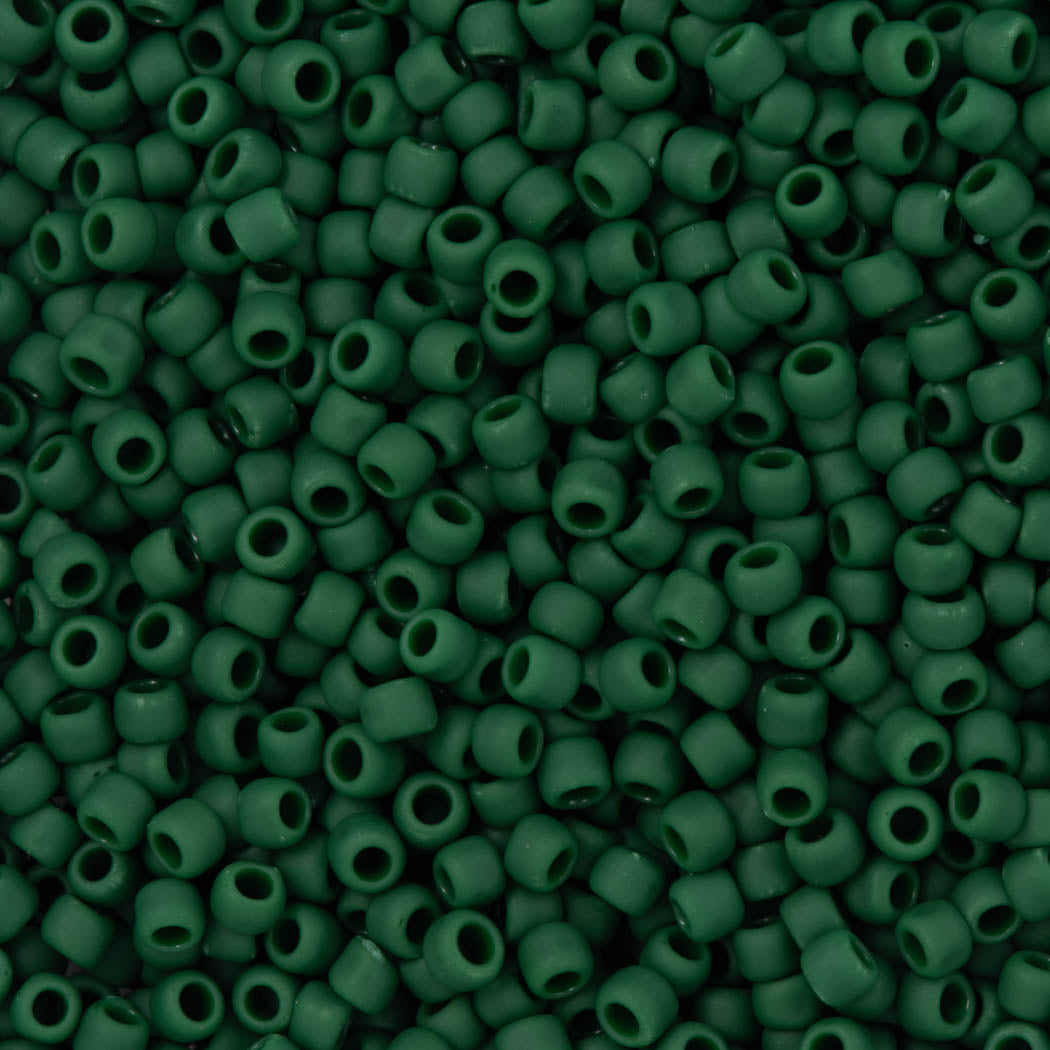 50g Toho Round Seed Bead 8/0 Opaque Matte Forest Green (47HF)