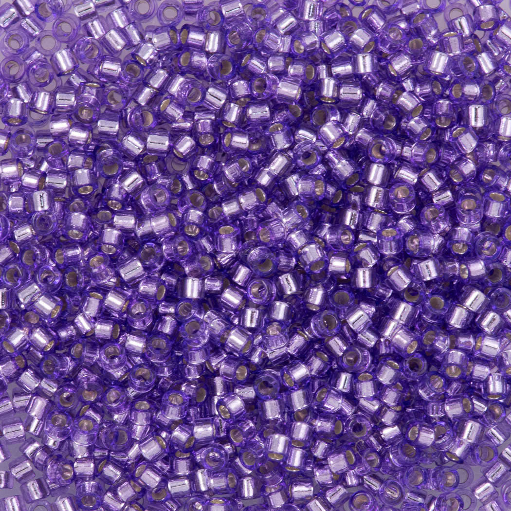 25g Miyuki Delica Seed Bead 11/0 Silver Lined Dyed Lilac DB1347