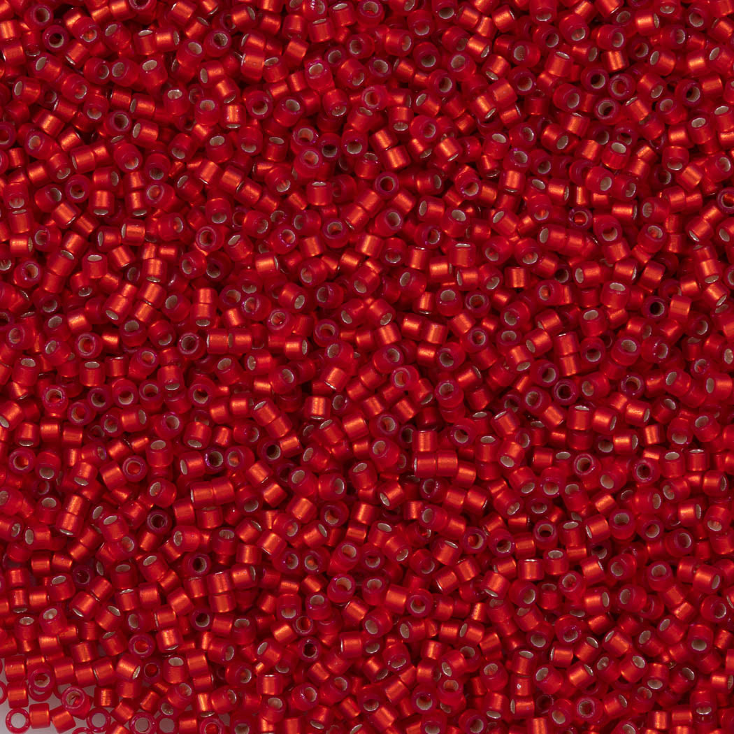 Miyuki Delica Seed Bead 11/0 Semi Matte Dyed Dark Ruby Silver Lined 2-inch Tube DB683