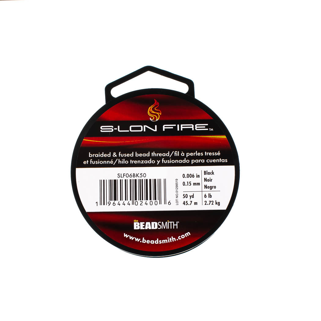 S-LON Fire Black 6Lb Beading Thread 50 yard Spool