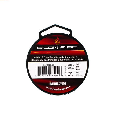 S-LON Fire Black 6Lb Beading Thread 50 yard Spool