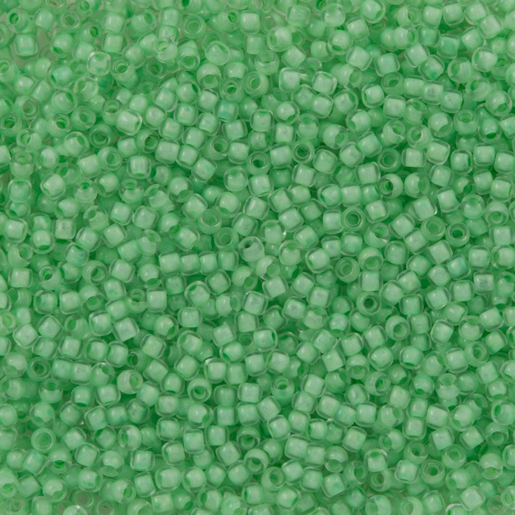 50g Toho Round Seed Bead 8/0 Inside Color Crystal Neon Sea Foam Lined (975)