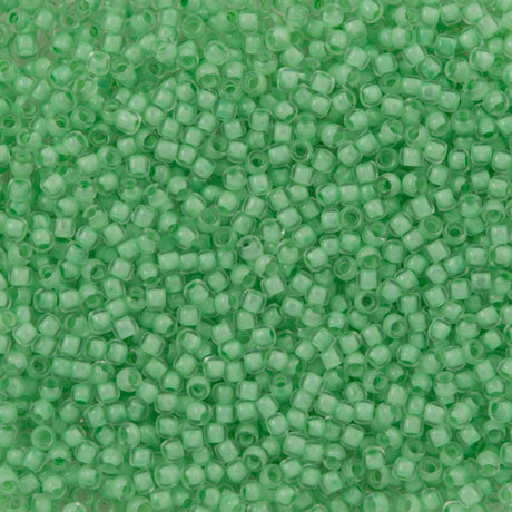 50g Toho Round Seed Bead 8/0 Inside Color Crystal Neon Sea Foam Lined (975)