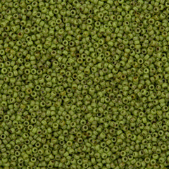 50g Miyuki Round Seed Bead 11/0 Opaque Chartreuse Picasso (4515)