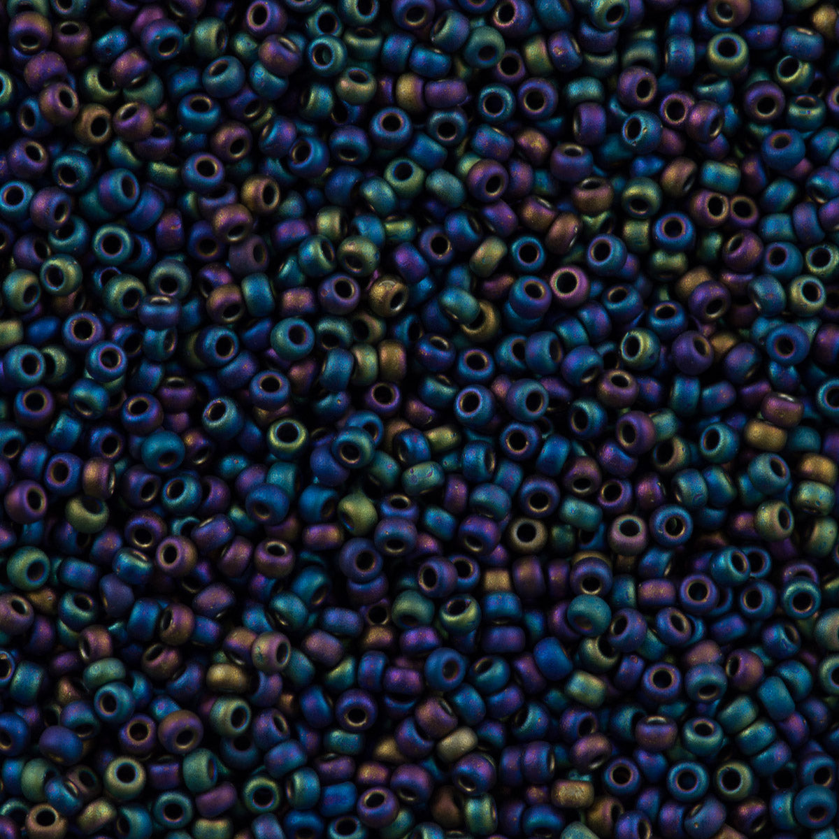 Miyuki Round Seed Bead 11/0 Opaque Matte Black AB 22g Tube (401FR)