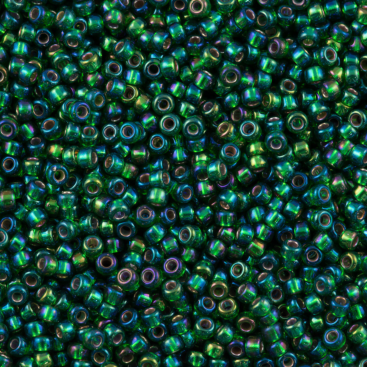 Miyuki Round Seed Bead 8/0 Silver Lined Green AB 22g Tube (1016)