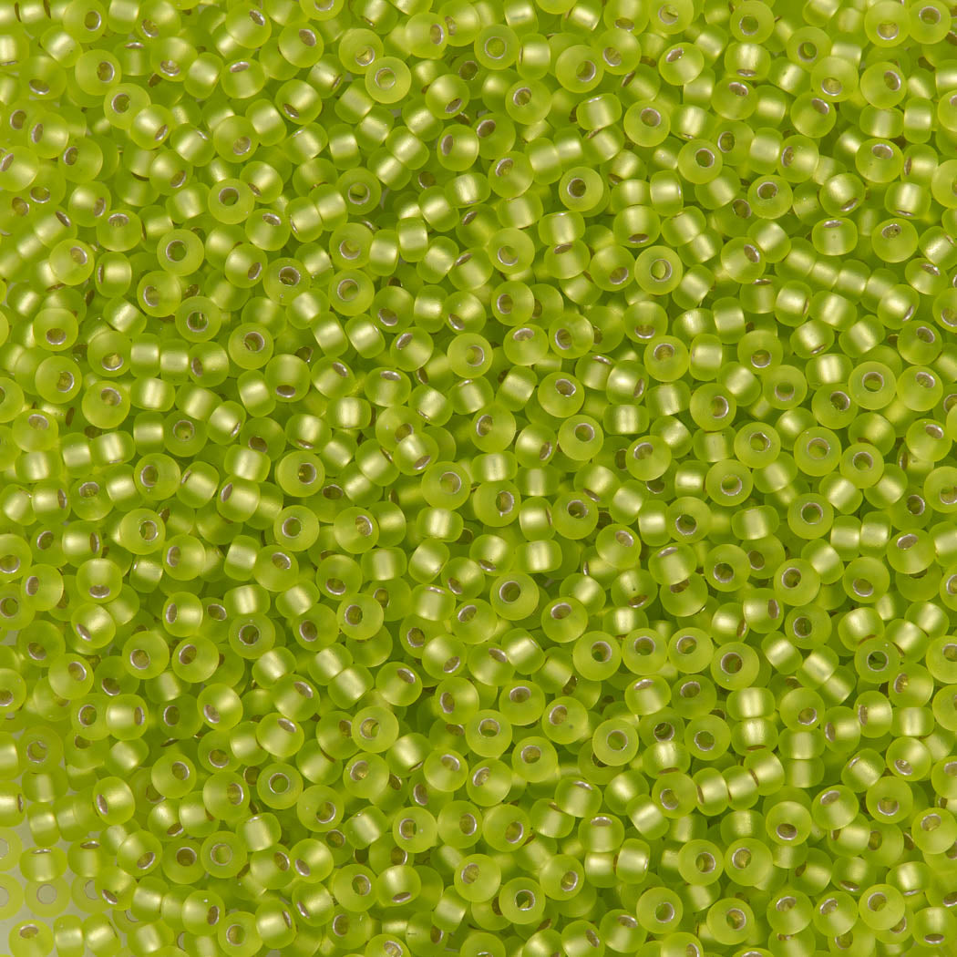 Miyuki Round Seed Bead 11/0 Matte Silver Lined Chartreuse (14F)