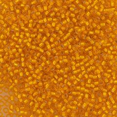 Toho Round Seed Bead 15/0 Silver Lined Matte Light Tangerine 2.5-inch Tube (30F)