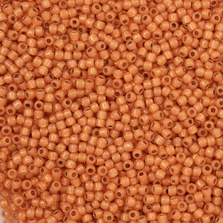 50g Toho Round Seed Bead 6/0 PermaFinish Translucent Silver Lined Grapefruit (2112PF)
