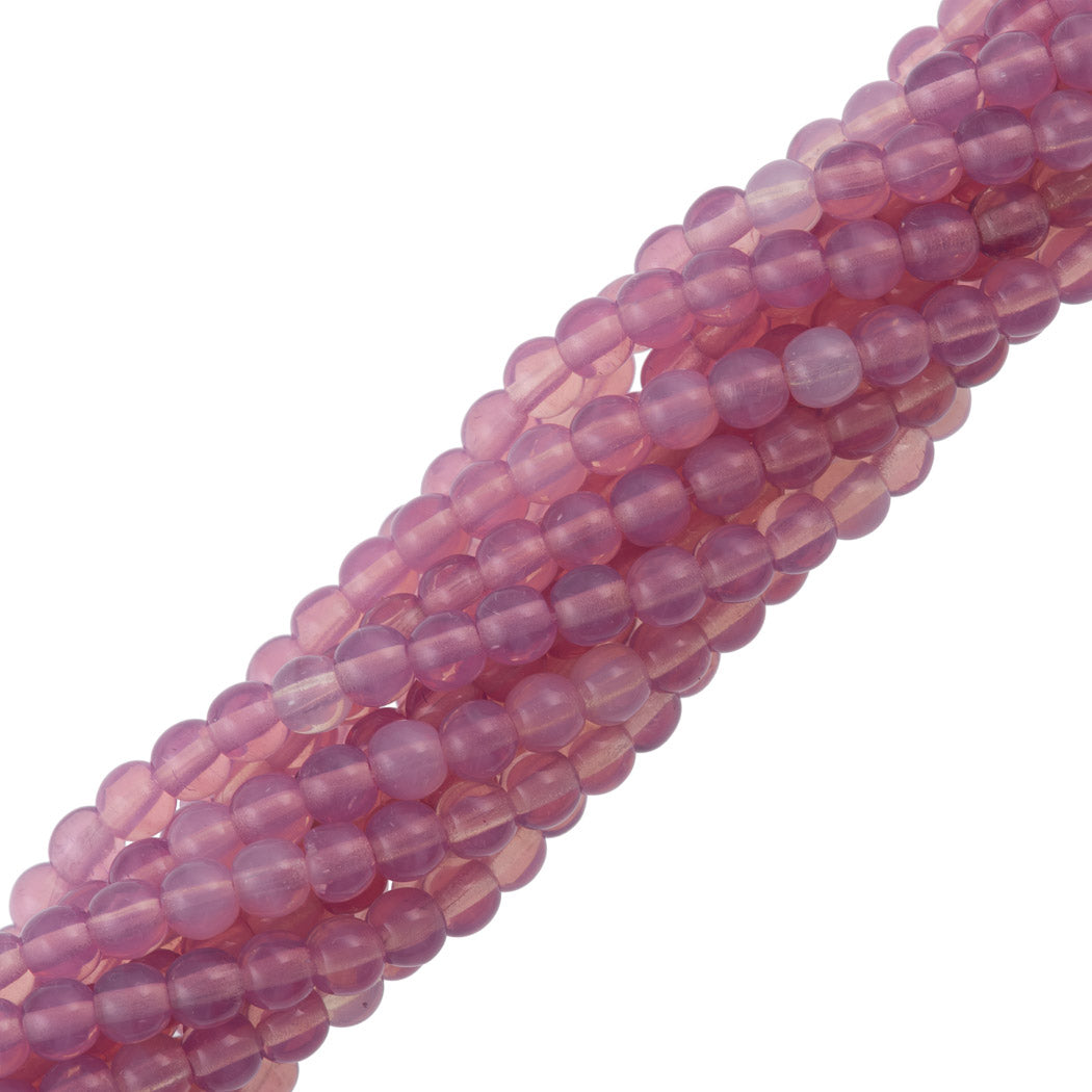 200 Czech 4mm Pressed Glass Round Beads Milky Pink (71010)