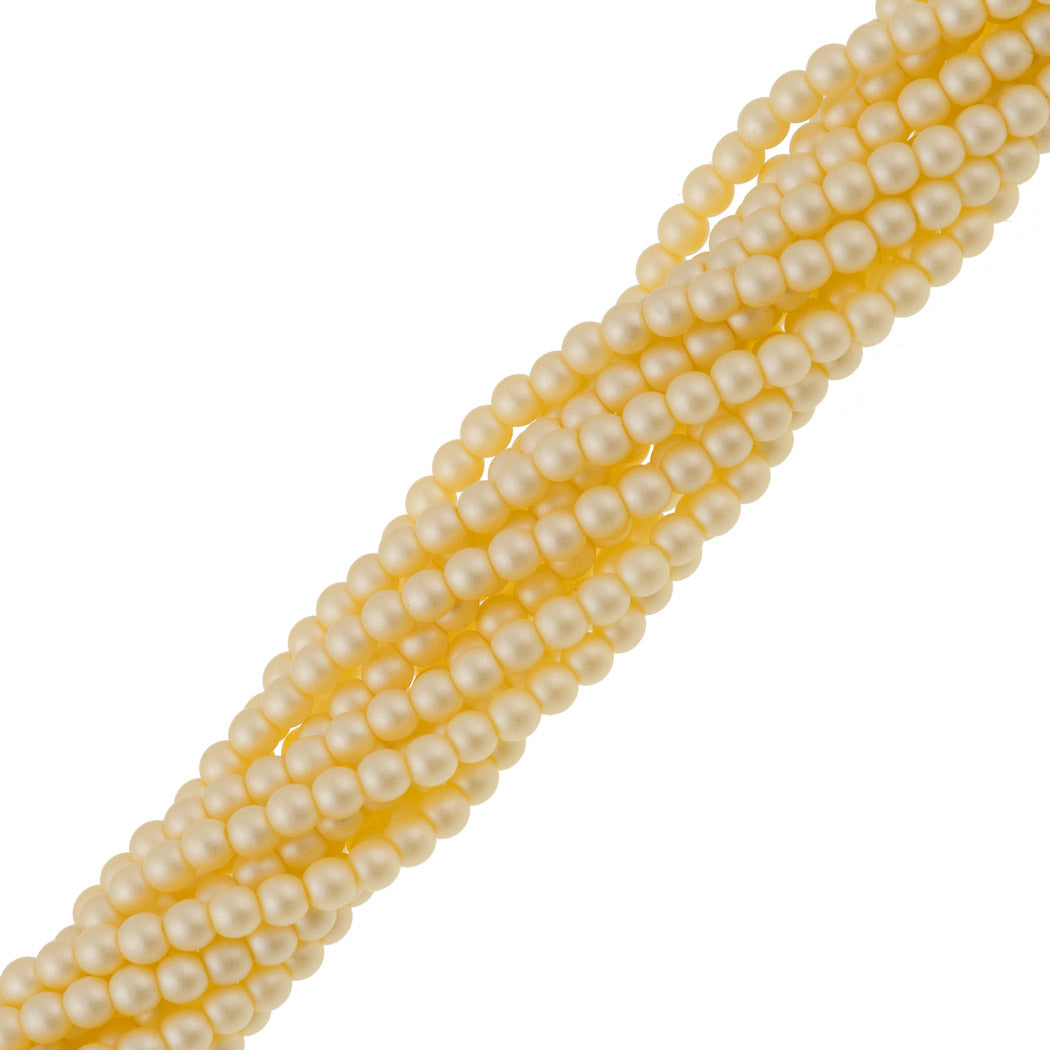 100 Czech 3mm Round Matte Cream Glass Pearl Beads
