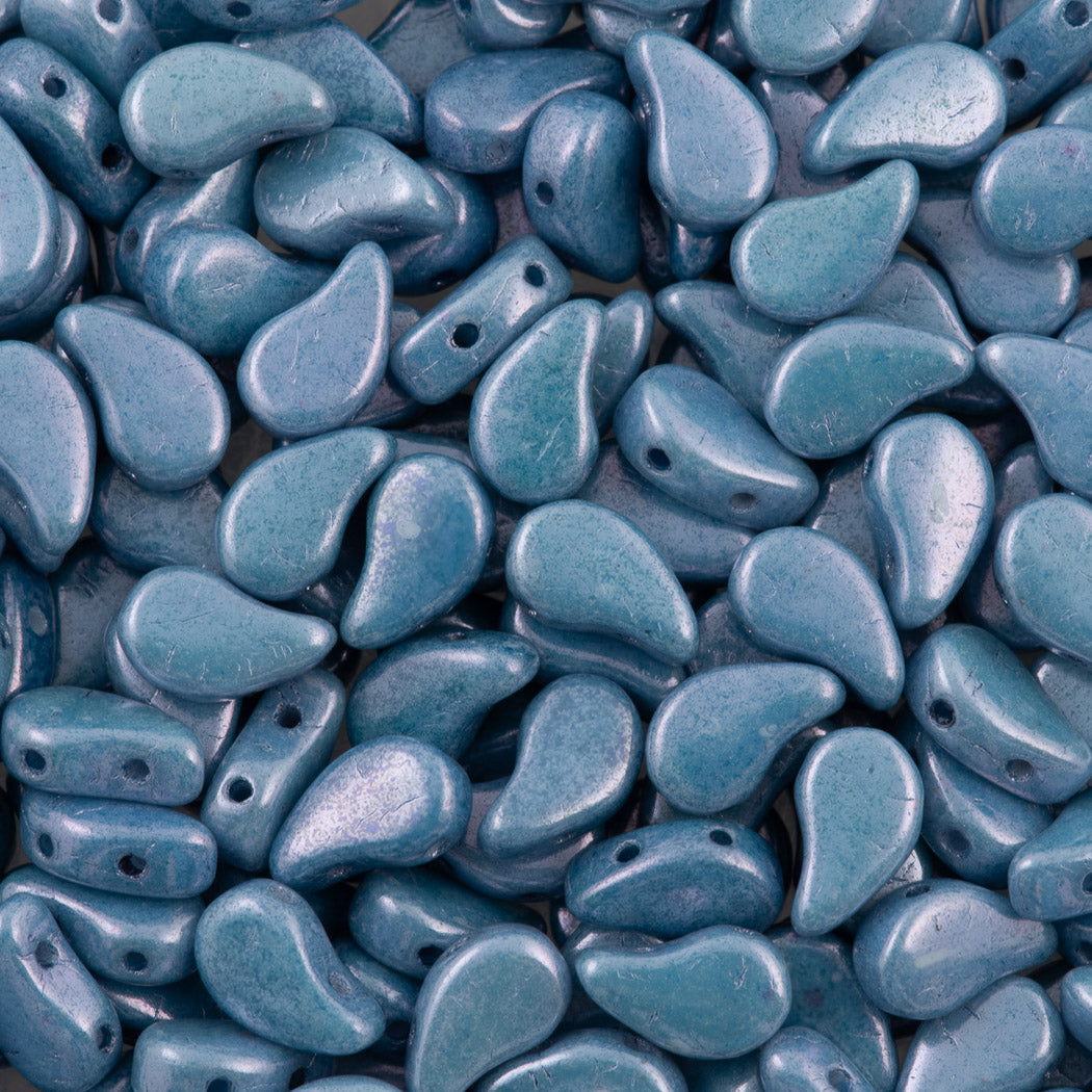 Paisley Duo 8x5mm Two Hole Bead Opaque Blue Luster (14464P)