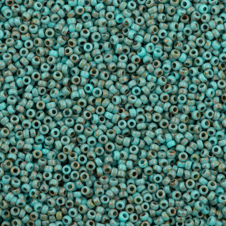 Miyuki Round Seed Bead 15/0 Opaque Seafoam Green Picasso (4514)