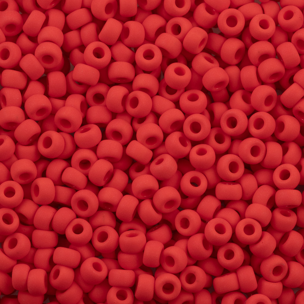 Miyuki Round Seed Bead 6/0 Matte Opaque Vermillion Red (407F)