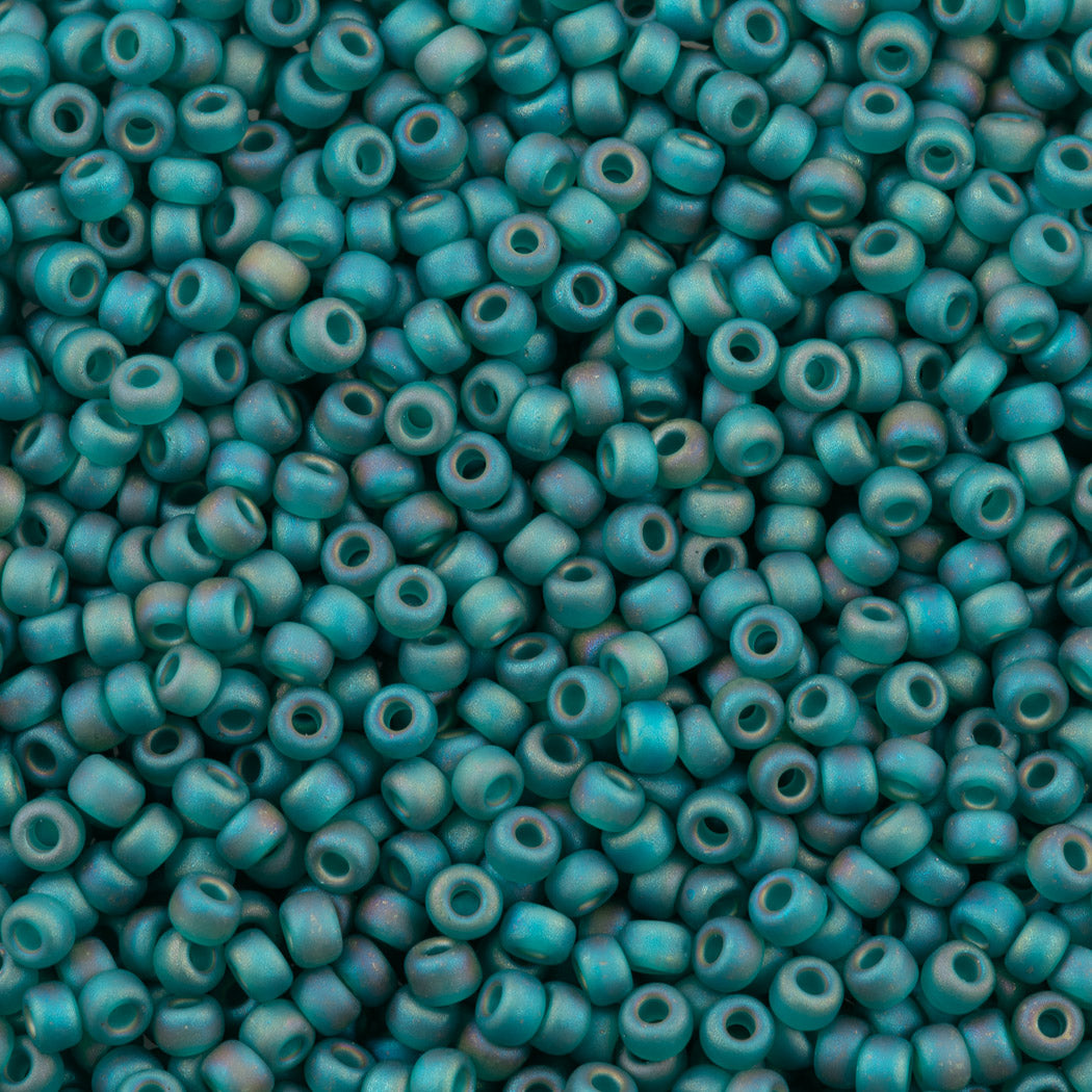 Miyuki Round Seed Bead 8/0 Transparent Matte Dark Green AB (147FR)