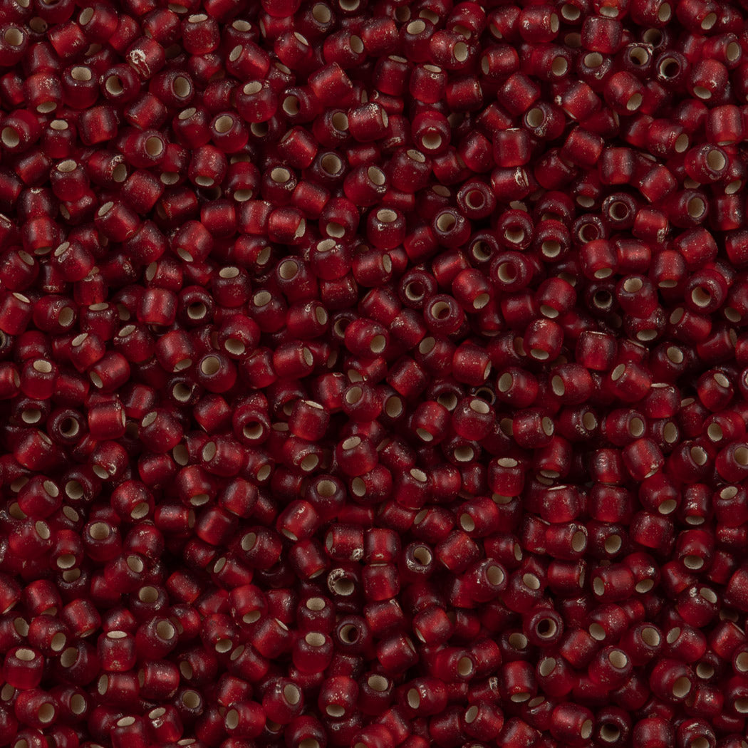 50g Toho Round Seed Beads 11/0 Matte Garnet Silver Lined (25CF)