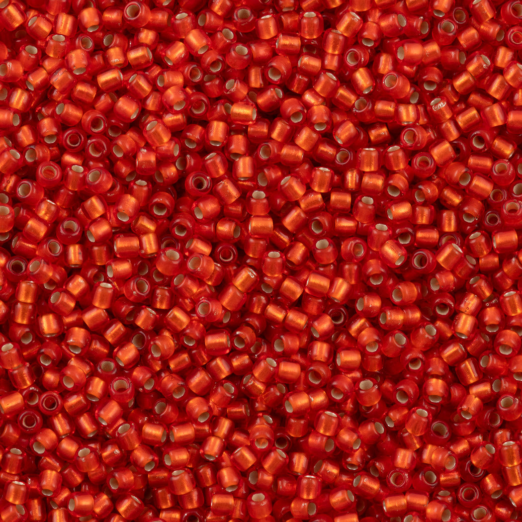 50g Toho Round Seed Bead 11/0 Silver Lined Matte Light Siam Ruby (25F)