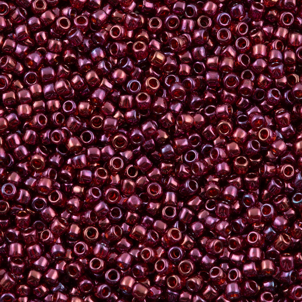 50g Toho Round Seed Bead 8/0 Gold Luster Raspberry (332)
