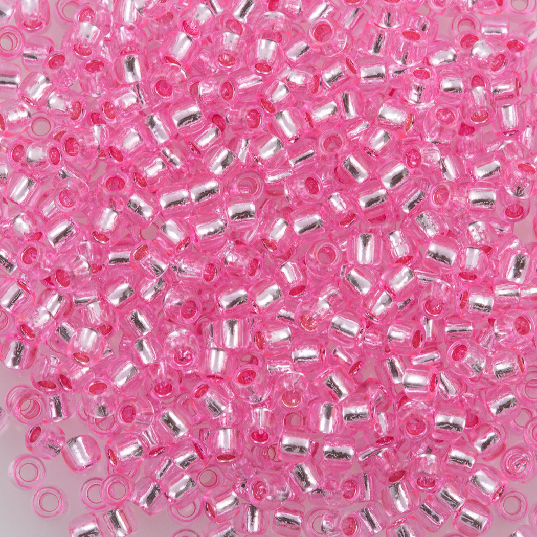 Toho Round Seed Bead 8/0 Silver Lined Transparent Pink (38)