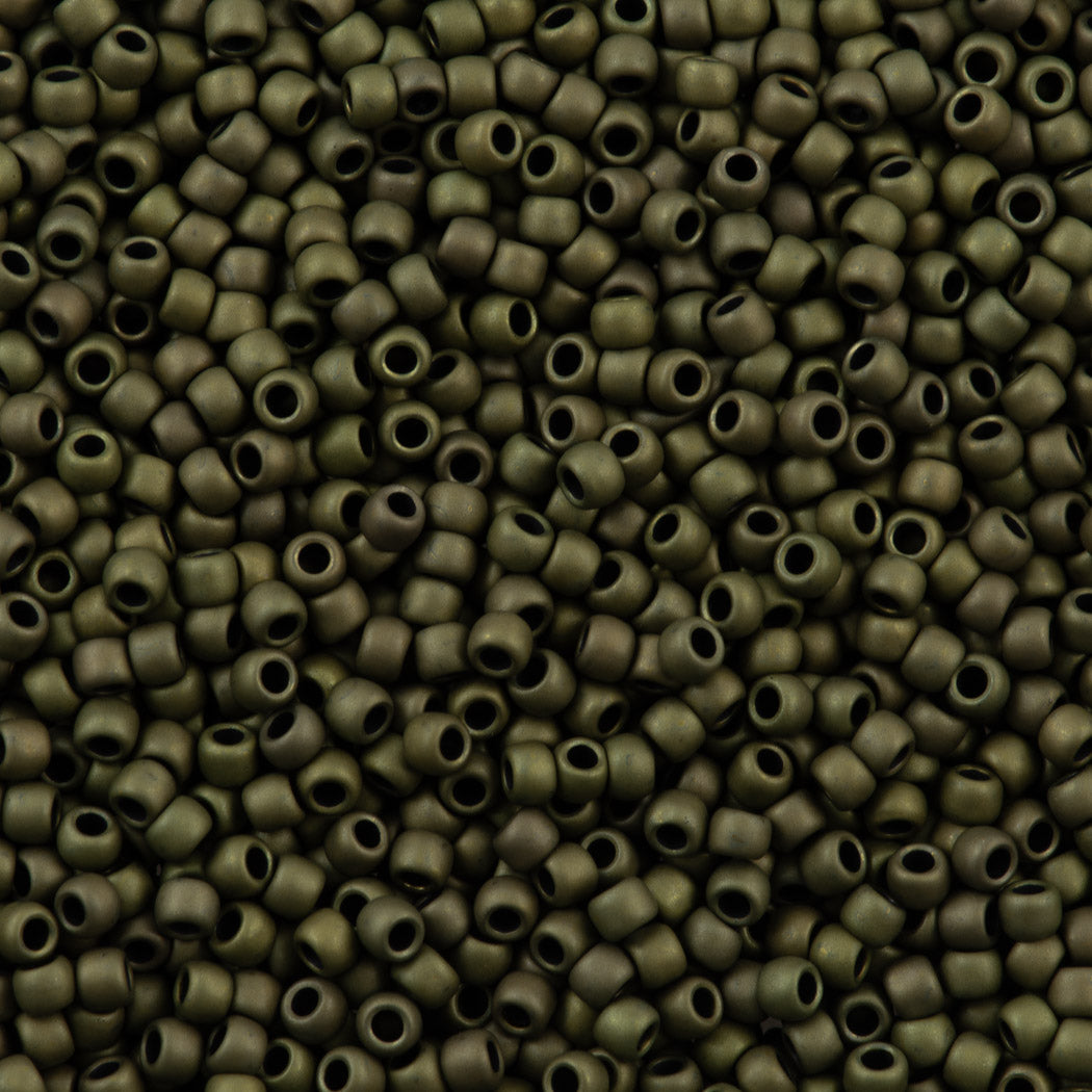 50g Toho Round Seed Bead 8/0 Matte Olive (617)