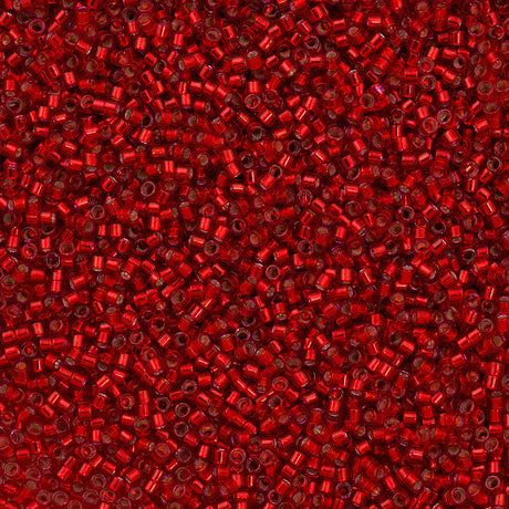 Miyuki Delica Seed Bead 11/0 Silver Lined Dyed Christmas Red 2-inch Tube DB602
