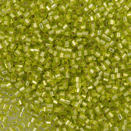 Miyuki Hex Cut Delica Seed Bead 10/0 Silver Lined Peridot 2-inch Tube DBMC147