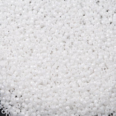 Toho Round Seed Bead 15/0 Opaque White AB 2.5-inch Tube (401)