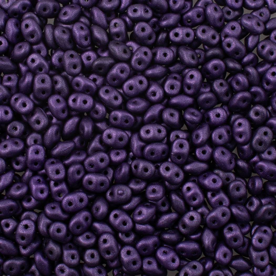 Super Duo 2x5mm Two Hole Beads Metallic Suede Purple (79021)
