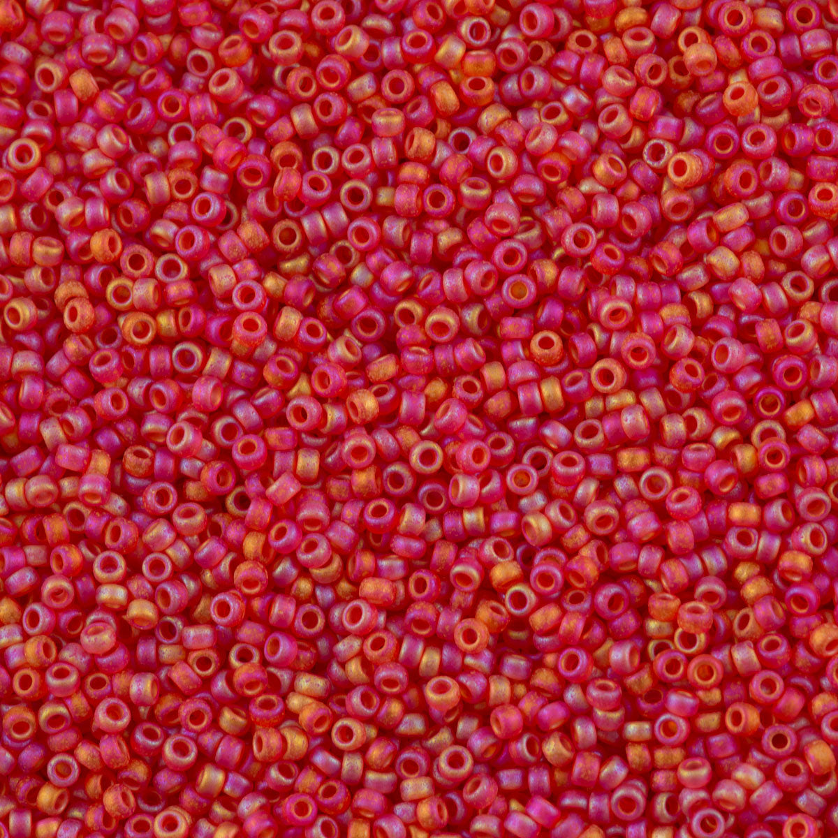 Miyuki Round Seed Bead 15/0 Transparent Matte Red Orange AB 2-inch Tube (140FR)
