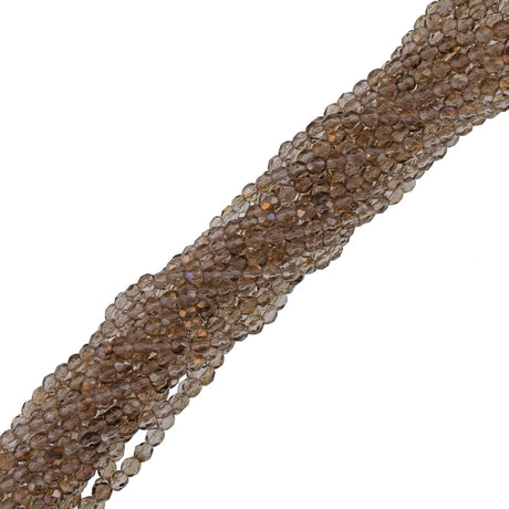 100 Czech Fire Polished 4mm Round Bead Crystal Antique Copper (00030C)