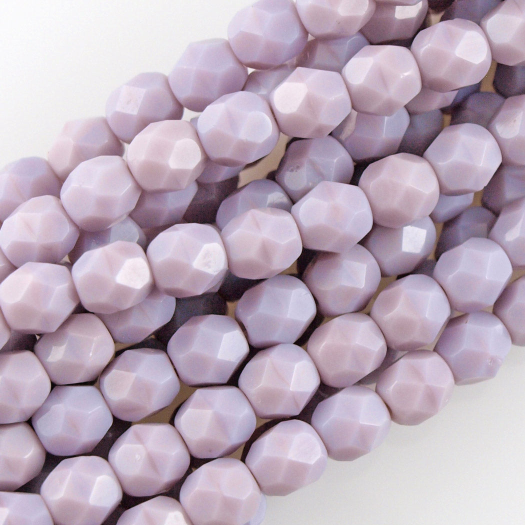 50 Czech Fire Polished 6mm Round Bead Light Coral Lavender (23010)