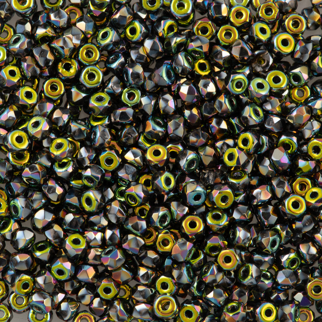 Czech Glass 2x3mm Faceted Micro Spacer Beads 100pcs Full Vitrail (28103)